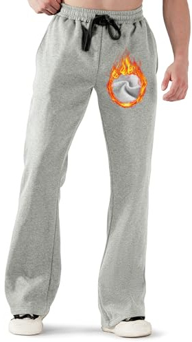 ineepor Pantaloni Tuta Uomo Invernali Gamba Svasati Larga Pantalone Felpati Pile Cotone Caldi Sportivi Running Larghi Baggy Casual Joggers con Tasche Laterali Coulisse e Elastico in Vita XS-5XL