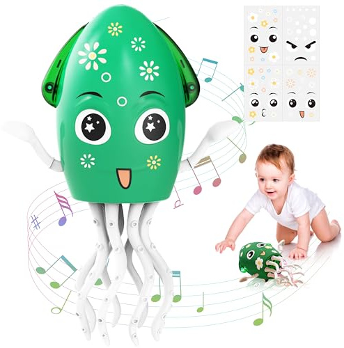 Giocattolo a forma di calamaro danzante con adesivo fai da te, luci, musica e polpo elettrico che strisciano per il tempo della pancia, giocattolo musicale magico per camminare per bambini, ragazzi
