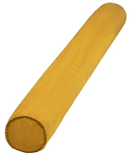 ZEaink Cojín Cilíndrico Grande 60/80/100/120/150cm Almohada de Tubo para Lumbar/Cuello/Espalda/Cabeza Apoyo Almohada Rollo con Funda Extraíble para Cama, Sofá, Silla, Coche(Amarillo,22cmx150cm)