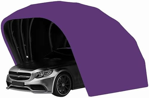 Posto Auto Coperto in Acciaio Inossidabile, Riparo per Auto, Baldacchino per Auto, Garage per Auto, Capannone per Auto, Rimessa per Auto, Parcheggio, Pieghevole, Retrattile, L5,5 M * W, Purple