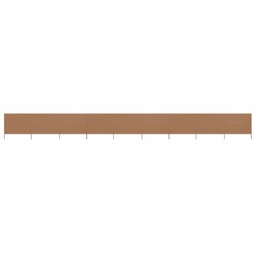 mtlskopl Windschutz 1200 x 120 cm, 9-teiliger Strandwindschutz aus Vliesstoff mit 10 Holzpfählen, Faltbarer Windschutz für Garten, Camping und Terrasse, Taupe