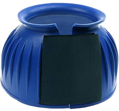 1 Pair of Rubber Horse Bell Boots, Large Size 360° Hoof Protection, Blue Bell Boots for Horses, Hook and Loop Closure, Shock Absorption, Soft Lining, 3.4 x 3.5 in Bell Boot Pair for Equine Care