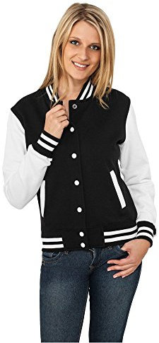 Urban Classics Damen Ladies 2-Tone College Sweatjacket, Blk/White, XL, TB218