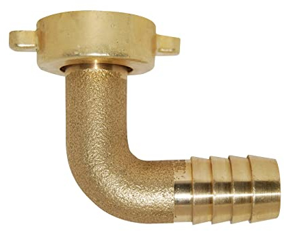 Nez de robinet coudé avec écrou à ailettes, femelle 20x27, pour tuyau de Ø15, avec joint caoutchouc imperdable Boutté