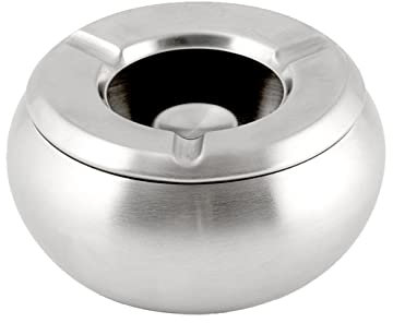 INOXPRAN - Posacenere in Acciaio Inossidabile, Adatto sia per Ambienti Interni che Esterni, Design Classico e Moderno con Superficie Liscia, Antivento e Antigraffio, Dimensione 11x11x6 cm