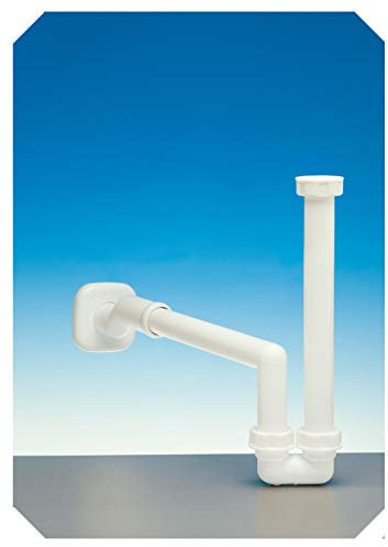 Lira Sifone Salvaspazio per Lavabo e Bidet con Attacco 1″ e 1″ 1/4 (Diam. 32 e 40), Sifone Eccentrico per Lavandino Bagno e Bidet