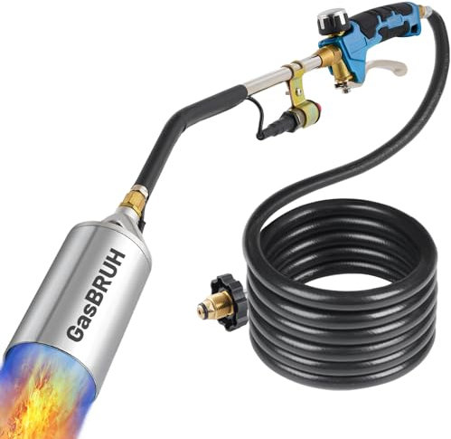 GasBRUH Antorcha de propano para malas hierbas, 360,000 BTU resistente con gatillo turbo y manguera de 10 pies, quemador de malezas de propano con encendedor, lanzador de llama para hierba, jardín