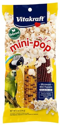 Vitakraft Mini Pop Treat for Birds 6 oz – Single Ingredient Corn for Snacking and Enrichment – Serve Popped Or Unpopped Straight – Packed By Weight with Natural Minerals and Essential Nutrients