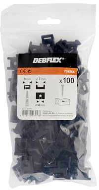 Elektrisk klämma med bas | plastklämma | kabelklämma med bas | 100 svarta enkla baser för 9 mm bredd krage | Debflex | 706556