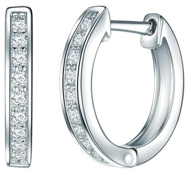 Rafaela Donata Damen Creolen aus 925/- Sterling Silber mit Zirkonia weiß - Klappcreolen Silbercreolen klassisch