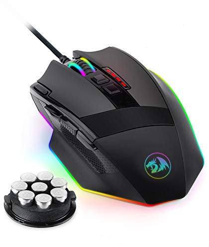 REDRAGON MAMMOTH - Ratón (Ambidextro, Laser, USB, 16400 DPI, 12000 pps, Negro, Rojo)