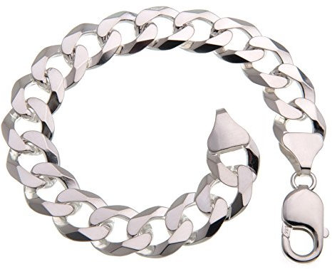 Silberketten Store Panzerkette Armband Herren Silber 12mm I Panzerarmband Herren Silber 925 nickelfrei I Männer Armband 2,8mm Stärke mit Karabiner