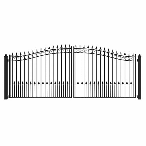 ALEKO 16x6 Prague Dual Swing Driveway Gate, Anti-Rust Galvanized Steel, Outdoor Fence Security Barrier - DG16PRAD