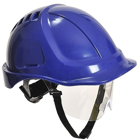 Portwest PW54 Endurance Plus Visor Workwear Safety Helmet Royal Blue