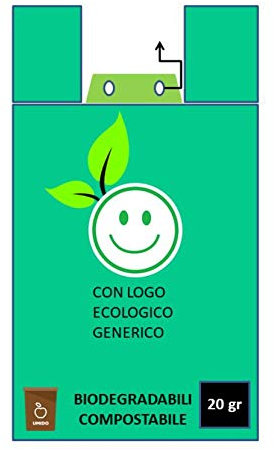 Erretiplast Buste BIODEGRADABILI Maxi Shoppers biocompostabili 200 Pezzi 35x60 bio biodegradabili e compostabili gr 20 Uni 13432-SCATOLA da 4KG Netti