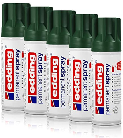 5x edding Permanent Spray moosgrün matt 200 ml Premium Acryllack, RAL 6005