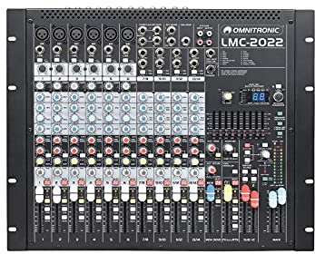 OMNITRONIC LMC-2022FX USB Mischpult | Professionelles Audiomischpult mit British-style EQ, Kompressor, Effekteinheit und USB-Schnittstelle