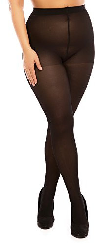 BIGGI BIG Control 40 Denier Grande Taille Bas pour Porte-Jarretelles à 60 Plus Size Collants de Soutien, 40 DEN, Noir, 48-50 Femme