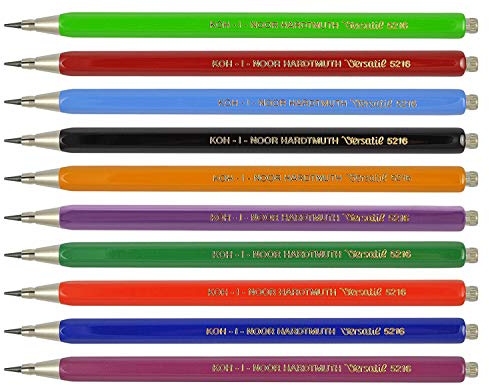 KOH-I-NOOR 5216 Druckbleistift Fallbleistift Metall 2 mm farbig sortiert 10 er Set