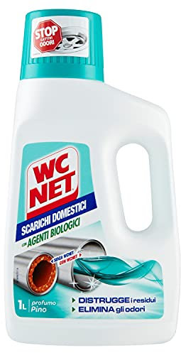 Wc Net Professional - Trattamento Scarichi Domestici con Agenti Biologici, Distrugge i Residui e Elimina gli Odori, Fragranza Pino, 1000 ml