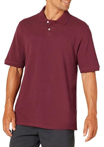 Amazon Essentials Men's Regular-Fit Cotton Pique Polo Shirt (Available in Big & Tall), Burgundy, Large