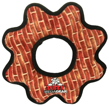TUFFY - World's Tuffest Soft Dog Toy - MEGA Gear Ring- Brick - Squeakers - Multiple Layers. Made Durable, Strong & Tough. Interactive Play (Tug, Toss & Fetch). Machine Washable & Floats.