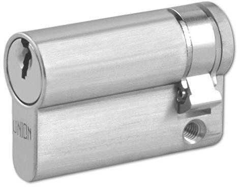 UNION 2X20A Euro Half Cylinder - 49mm (41/8) Satin Chrome