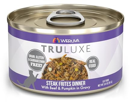 Weruva TruLuxe Cat Food, Steak Frites Dinner with Beef & Pumpkin in Gravy, 3oz Can (Pack of 24)
