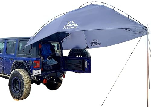 Versatility Camping Tent for Truck Bed,SUV RVing, Van,Trailer and Overlanding Portable Teardrop Awning Canopy Tear Resistant Tarp with 2 Sandbag