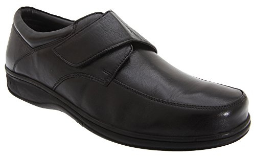 Beck Mens Leather Wide E Fit Velcro Shoes Black