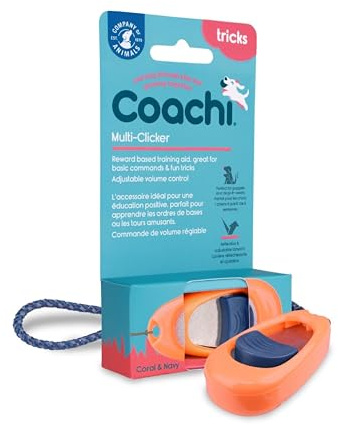 Multi-Clicker Coachi, Accessoire pour Chien, contrôle du Volume à 3 réglages, Facile à cliquer, dragonne réglable, clicker pour Chien, destiné au Dressage, Convient aux Chiens et Chiots sensibles