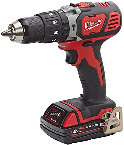 Milwaukee 4933443515 - M 18 bpd-202c taladro percutor 18v 2,0 ah litio 2 vel. 50 nm, Rojo y Negro