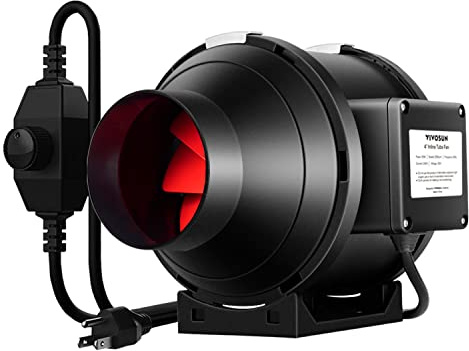 VIVOSUN Inline Duct Fan 4 Inch 190 CFM EC Motor with Speed Controller, Quiet Pipe Fan, R4 Pipe Fan for Grow Tent, Greenhouse Ventilation