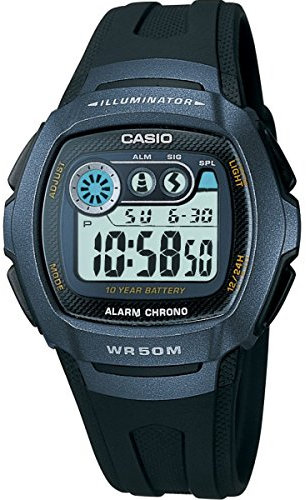 CASIO Men's Quartz Watch with Grey Dial Digital Display and Black Resin Strap W-210-1BVES