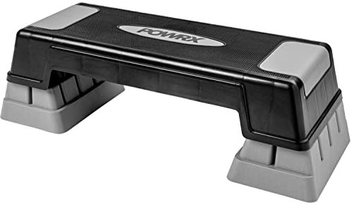 POWRX Aerobic Steppbrett 12/17/24cm (3 Stufen) Grau I Stepper höhenverstellbar und rutschfest für Aerobic, Gymnastik und Fitness I Home Step Stepbench