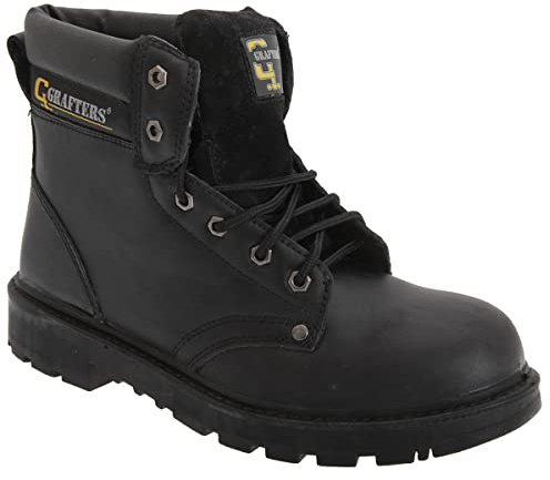 Grafters Mens Apprentice 6 Eye Safety Toe Cap Boots (10 UK) (Black)