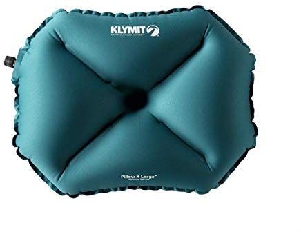 Klymit Pillow X Travel Pillow, Lightweight Inflatable Hybrid Airplane, Backpacking, Hammock, and Camping Pillow, Teal, Large