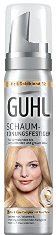 Guhl Schaum-Tönungsfestiger 82 Hell-Goldblond - 3er Pack (3x 75 ml) - mit Aloe Vera - schenkt sanften Halt - für lichtblondes bis mittelblondes und graues Haar