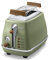 De'Longhi Icona Vintage CTOV 2103.GR – 2-Schlitz-Toaster mit Brötchenaufsatz, Toaster mit 6 Bräunungsstufen, Auftau- & Aufwärmfunktion, aus Edelstahl in elegantem Retro Look, grün