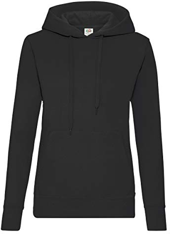 FRUIT OF THE LOOM Women's Pull-over Classic Hooded Sweatshirt Clasic, Black, XXL UK