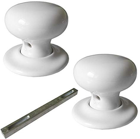 Securit SP7716 White Ceramic Classic Mortice Door Knob Set - 60mm,White,rose