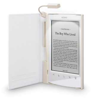 Sony PRSA-CL22 - Tapa protectora blanca con luz para lector de eBook - piel sintética, policarbonato, plástico ABS