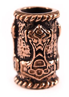 Battle Merchant Perle de barbe Viking avec marteau de Thor Bronze
