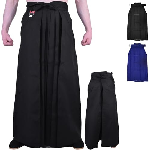 MAR | Traditional Hakama for Aikido, Black Hakama, Kendogi Japanese Inspired for Laido, Martial Arts Skirt, Kendo Attire Heavy-Duty Polycotton Fabric (Medium)