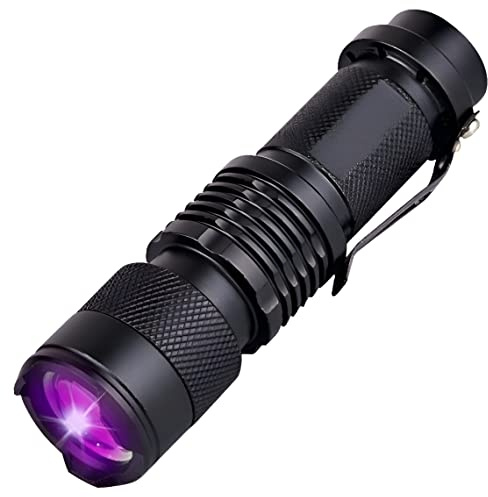 JacobsParts UV LED Flashlight 395nm Blacklight Wood's Lamp with Zoom Focus, Dog Pet Urine Detector, Anti-counterfeiting Identification, Resin Curing