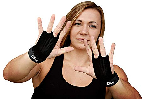 Bear KompleX 2 Hole Leather Hand Grips for Gymnastics, Cross-fit, Pull-ups, Weightlifting. WODs with Wrist Straps, Comfort and Support, Hand Protection from Rips and Blisters for Men and Women