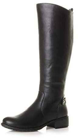 AJVANI Womens ladies calf mid heel flat zip stretch gusset riding knee casual boots size.