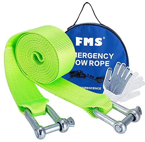 Cinghia di traino resistente in nylon con 2 ganci di sicurezza, 5,1 x 30,5 m, capacità 4989,5 kg (verde)