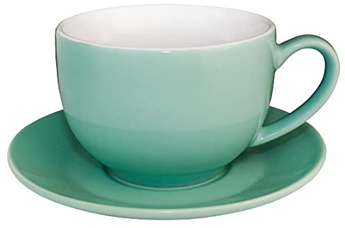 Olympia Cafe Cappuccino Coffee Cups Set 340 ml / 12 fl oz (Box 12), Aqua, Stoneware, Dishwasher & Microwave Safe GL461