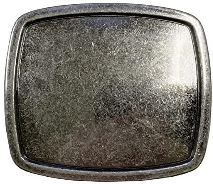 14442 Vintage Blank Plain Buckle Rectangular Belt Buckle Fits 1-1/2(38mm) Belt Strap (Antique Silver)